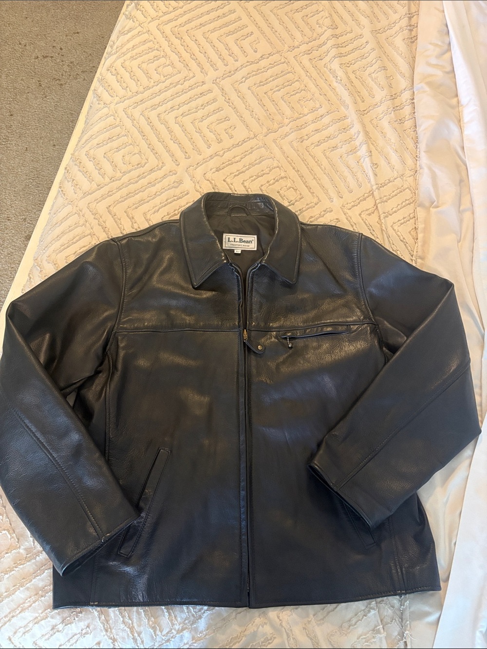 L.L. Bean Men's Black Leather Zip Jacket